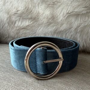 BEBE Velvet Blue Belt with Silver Buckle